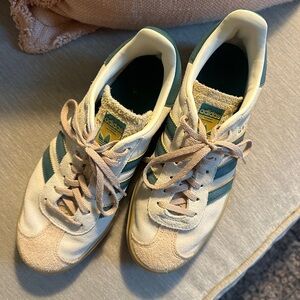 Adidas Cream and Teal Sneakers